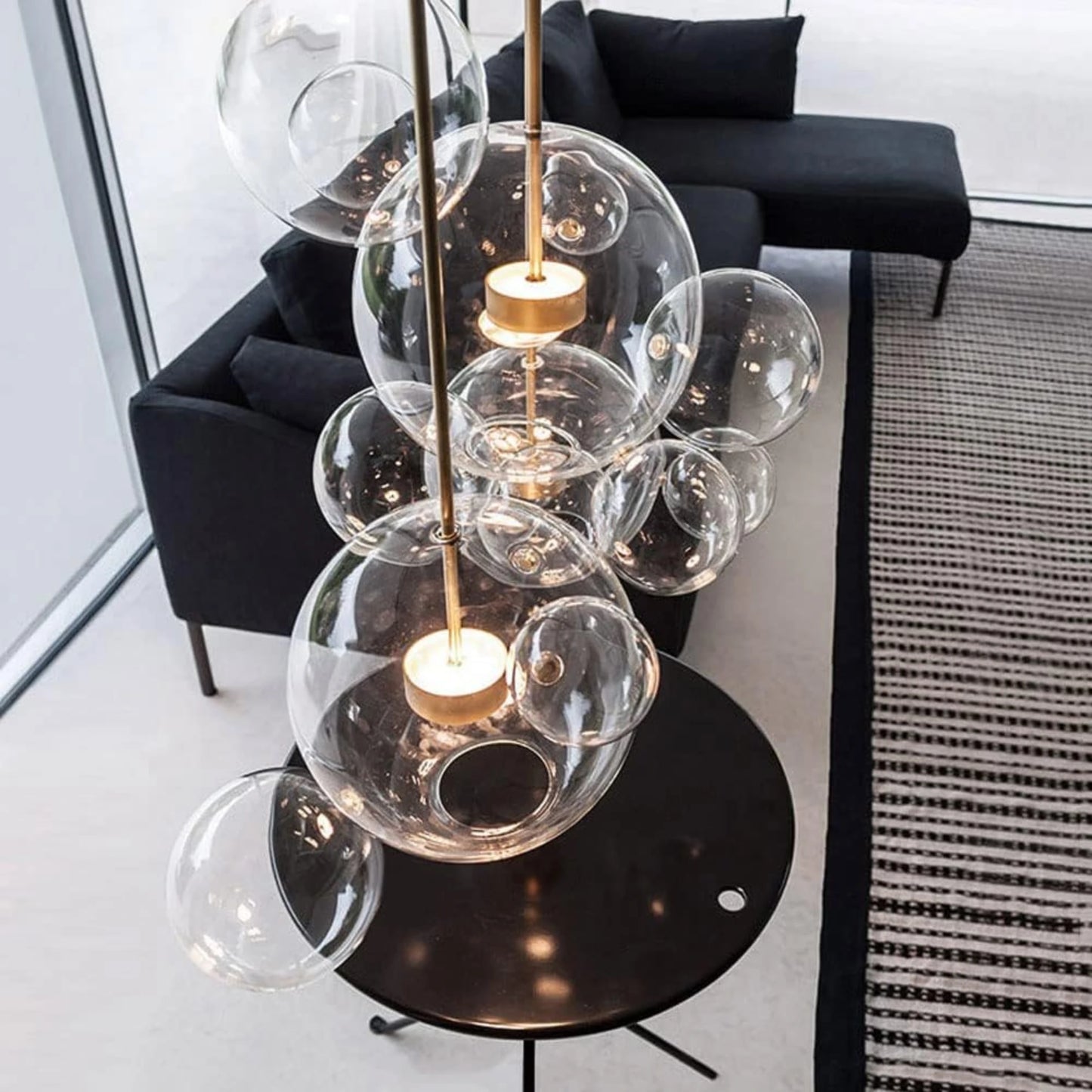 Suspension Boule en Verre Poli avec Style Moderne et Lumière Brillante