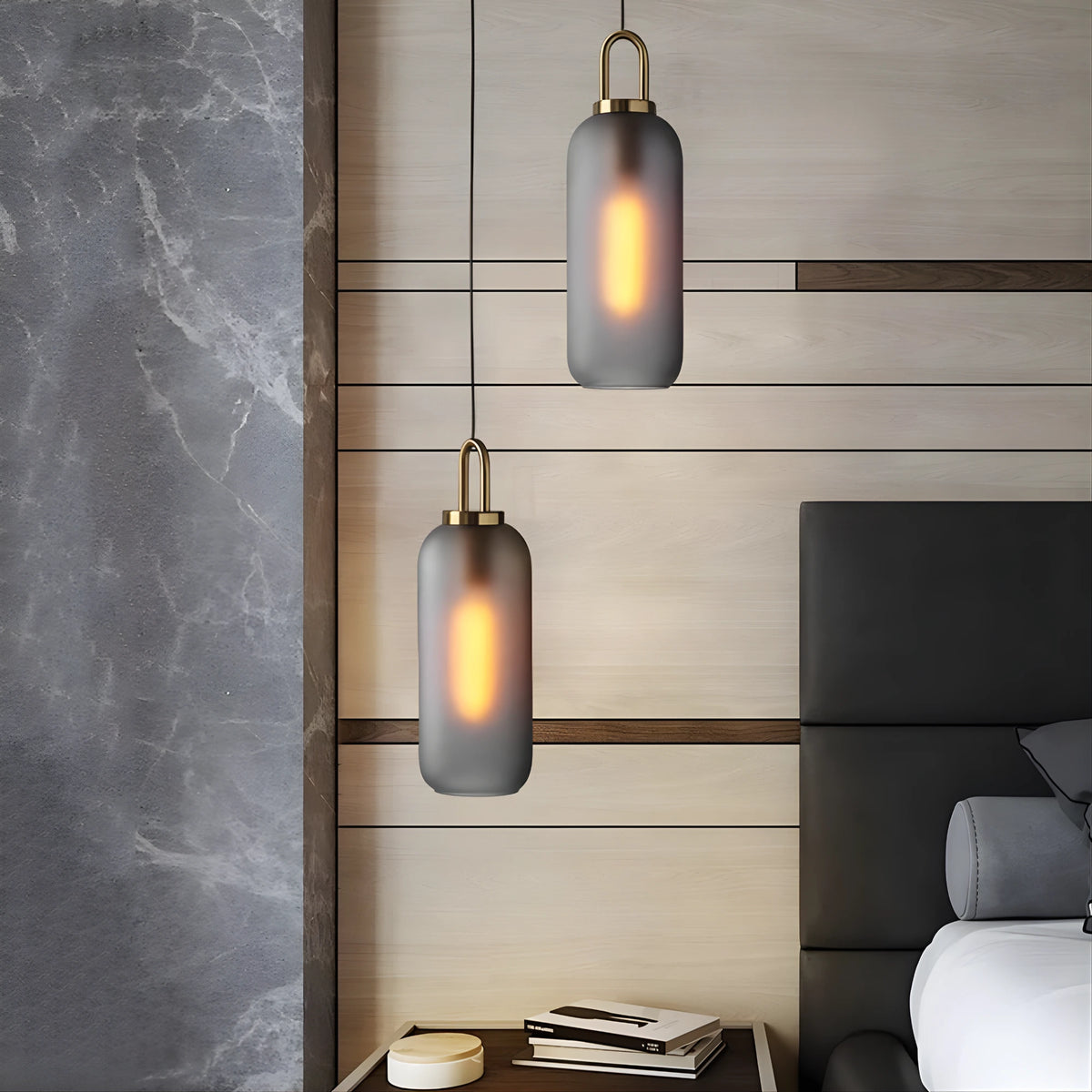 Suspension moderne en verre et métal avec design nordique raffiné