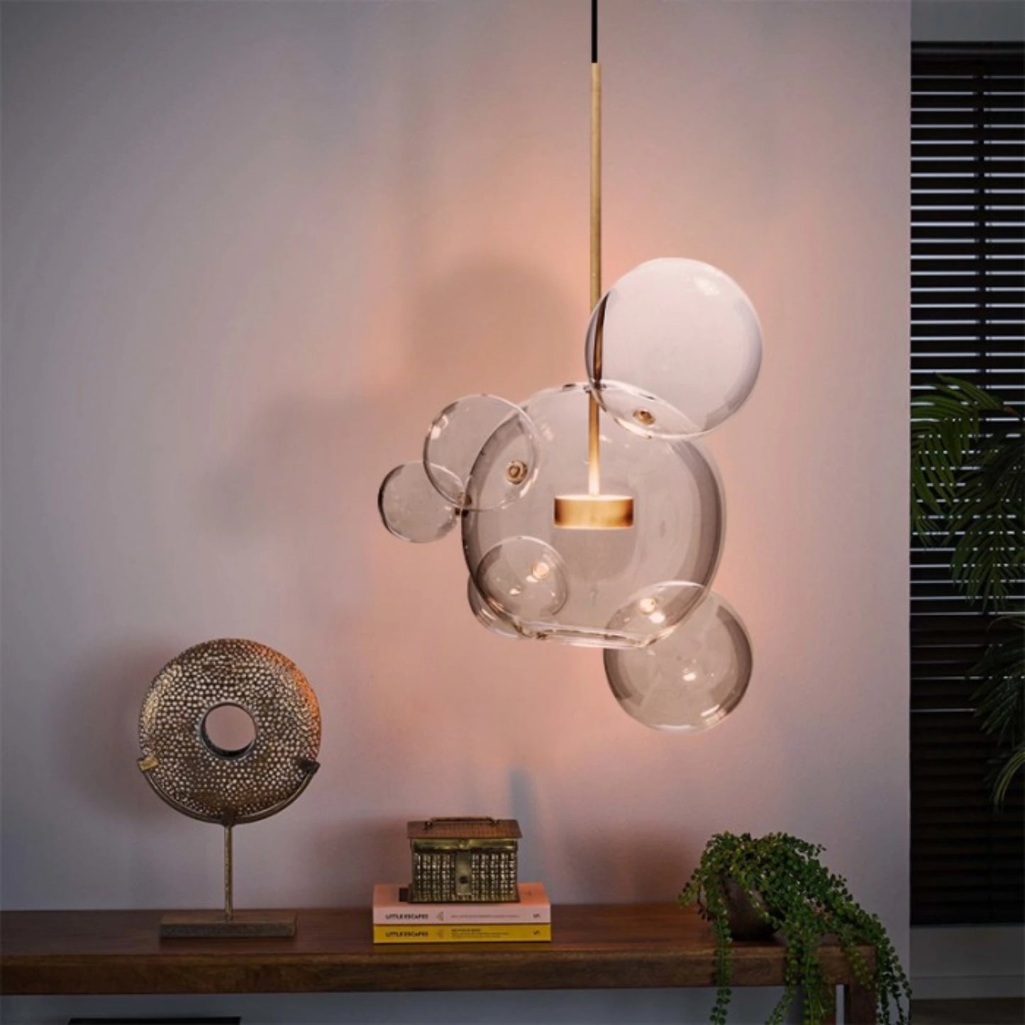 Suspension Boule en Verre Poli avec Style Moderne et Lumière Brillante
