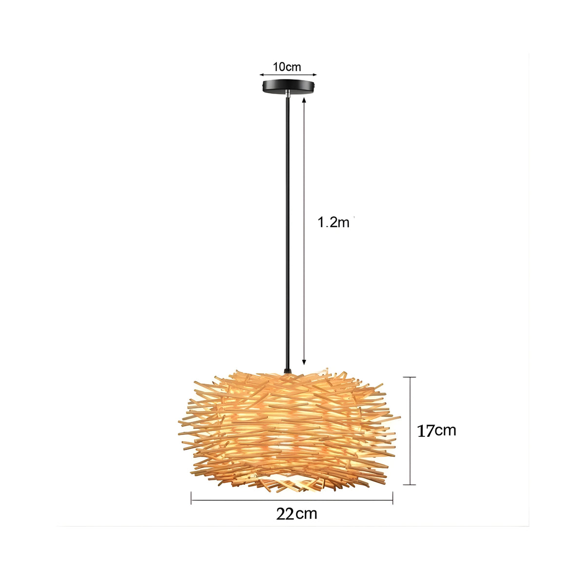 Suspension en bambou tressé à la main avec design naturel bohème
