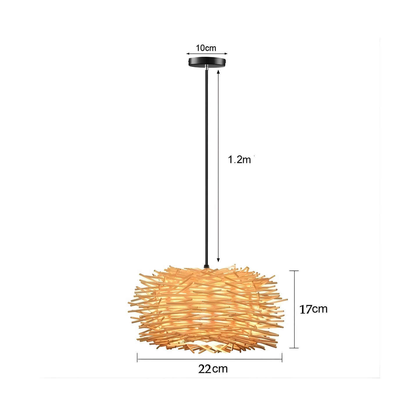 Suspension en bambou tressé à la main avec design naturel bohème