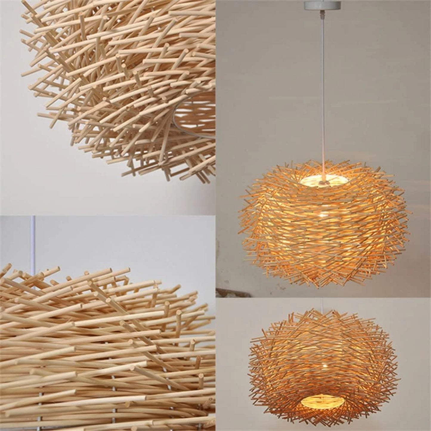 Suspension en bambou tressé à la main avec design naturel bohème