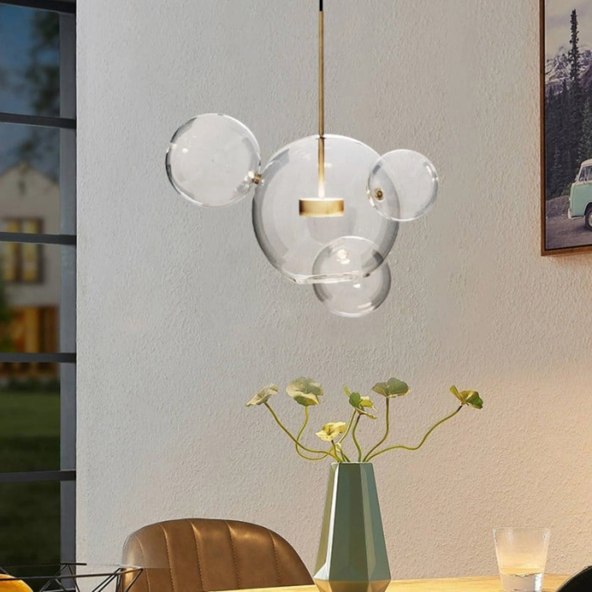 Suspension Boule en Verre Poli avec Style Moderne et Lumière Brillante