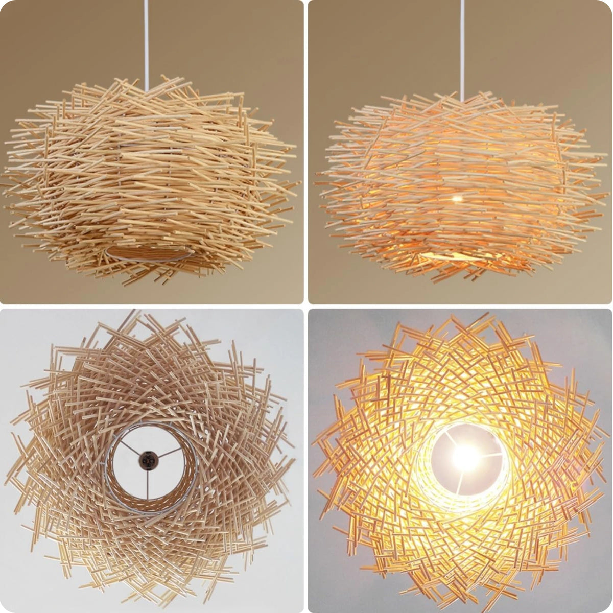 Suspension en bambou tressé à la main avec design naturel bohème