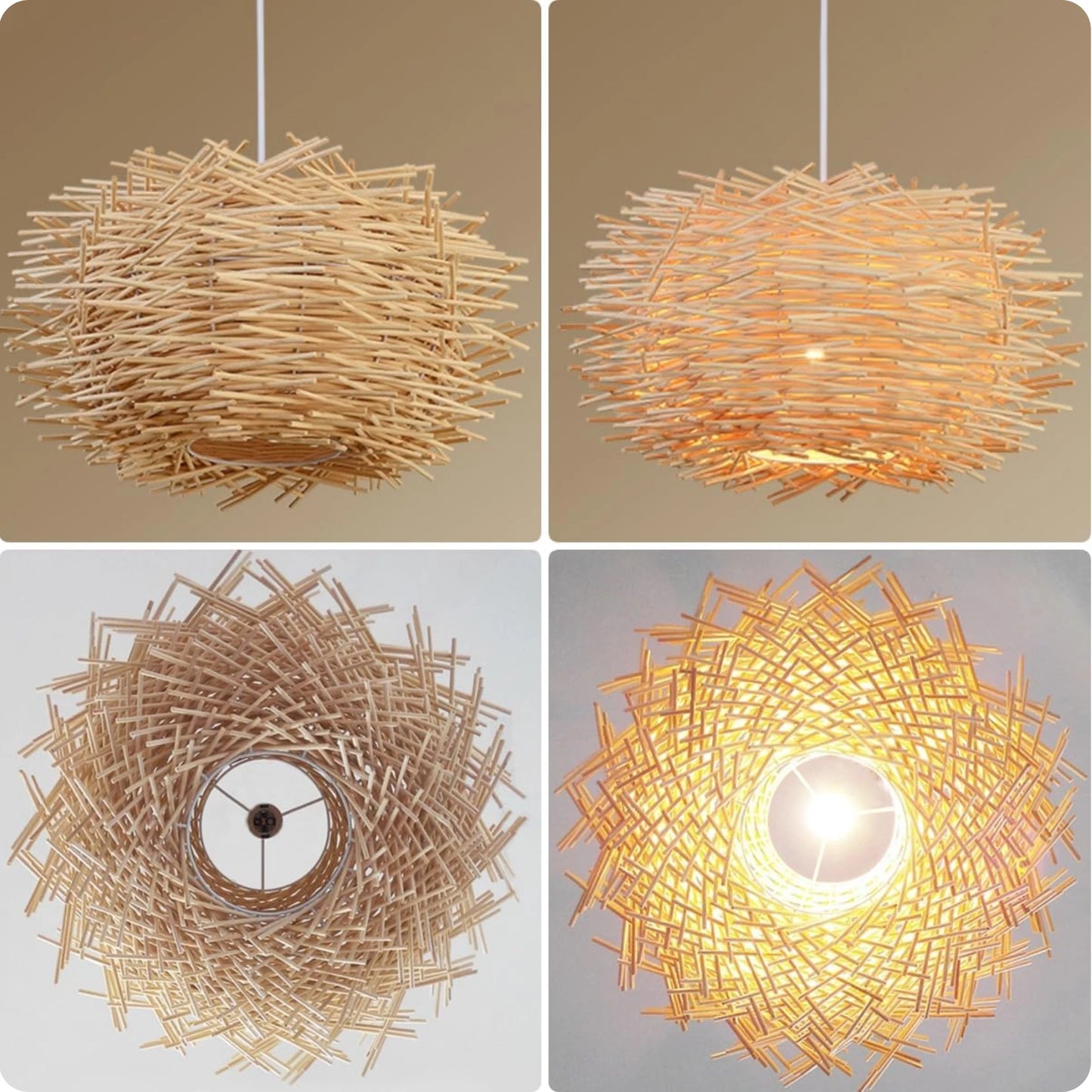 Suspension en bambou tressé à la main avec design naturel bohème