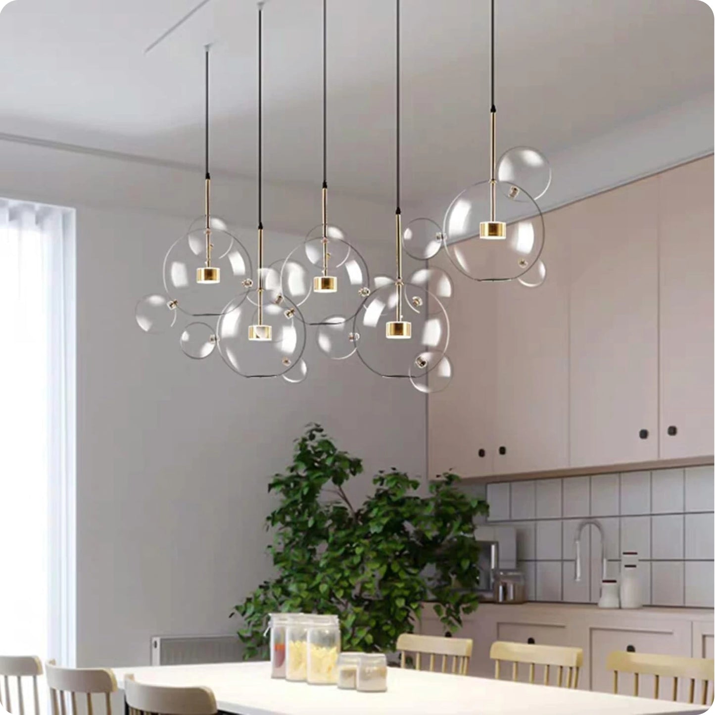 Suspension Boule en Verre Poli avec Style Moderne et Lumière Brillante