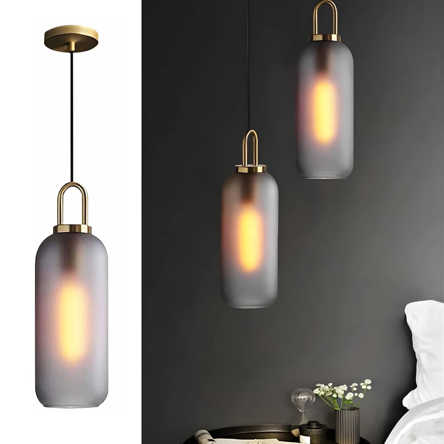 Suspension moderne en verre et métal avec design nordique raffiné