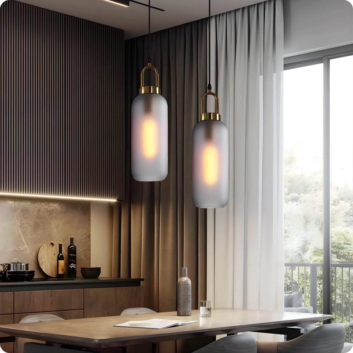 Suspension moderne en verre et métal avec design nordique raffiné