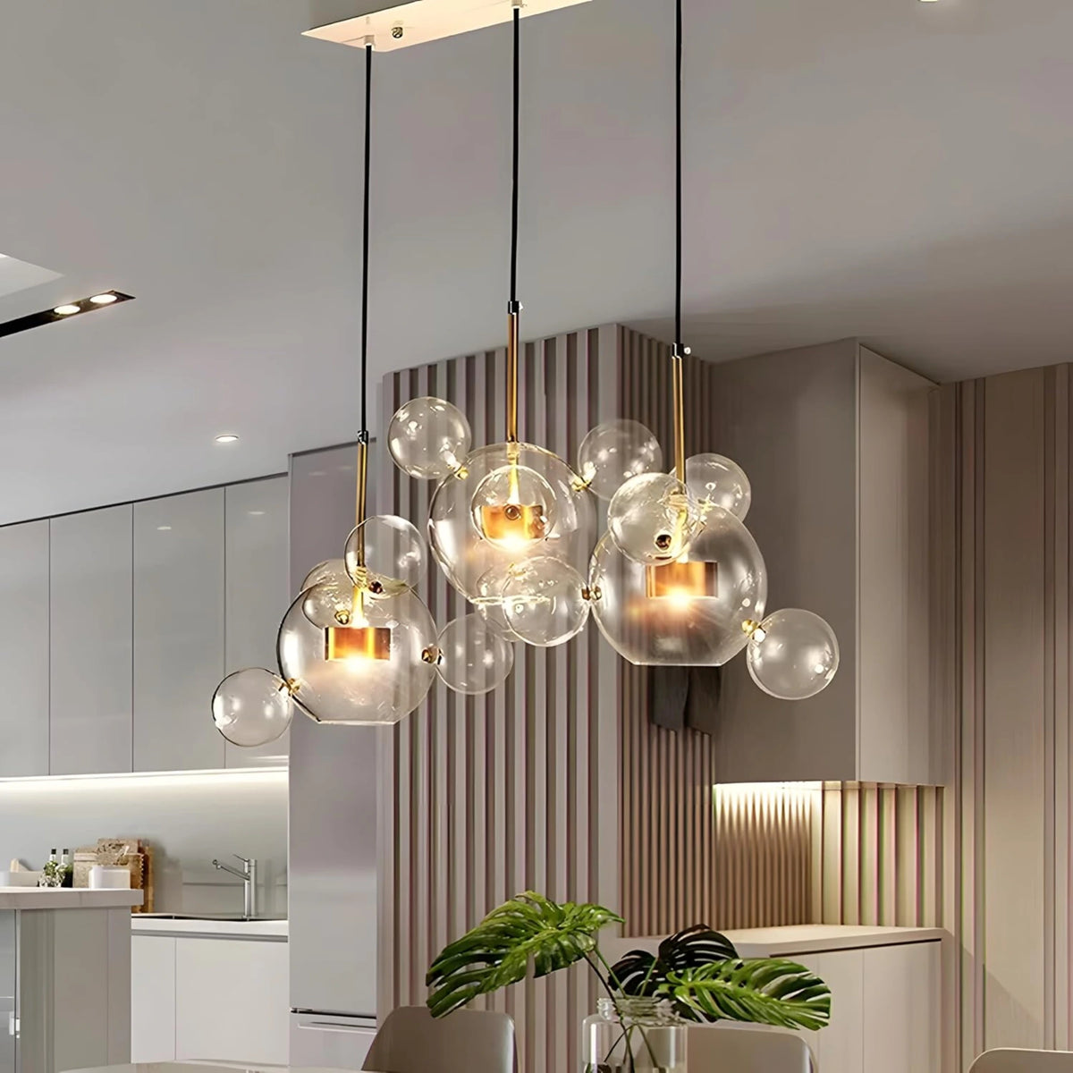 Suspension Boule en Verre Poli avec Style Moderne et Lumière Brillante