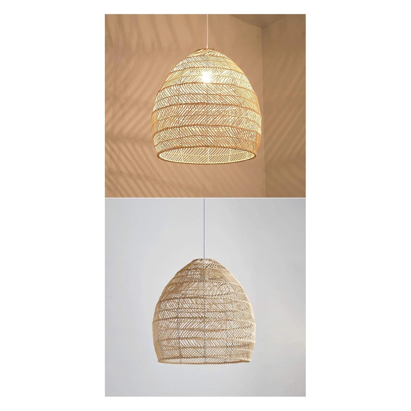 Suspension Tissée Bambou et Bois Naturel de Style Japonais et Vintage