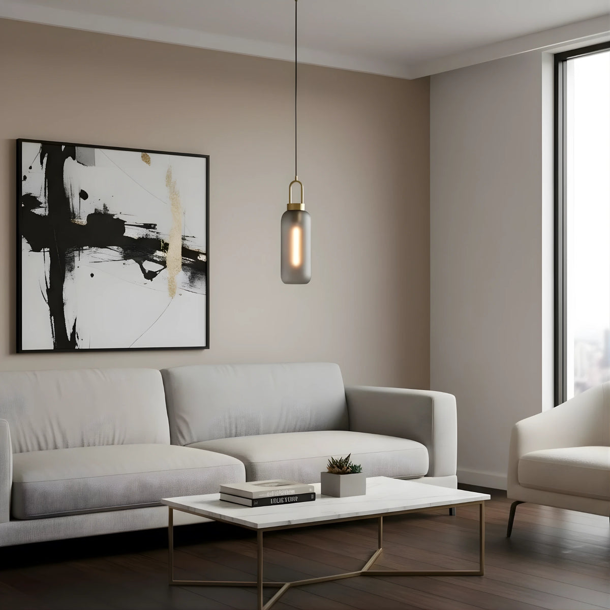 Suspension moderne en verre et métal avec design nordique raffiné
