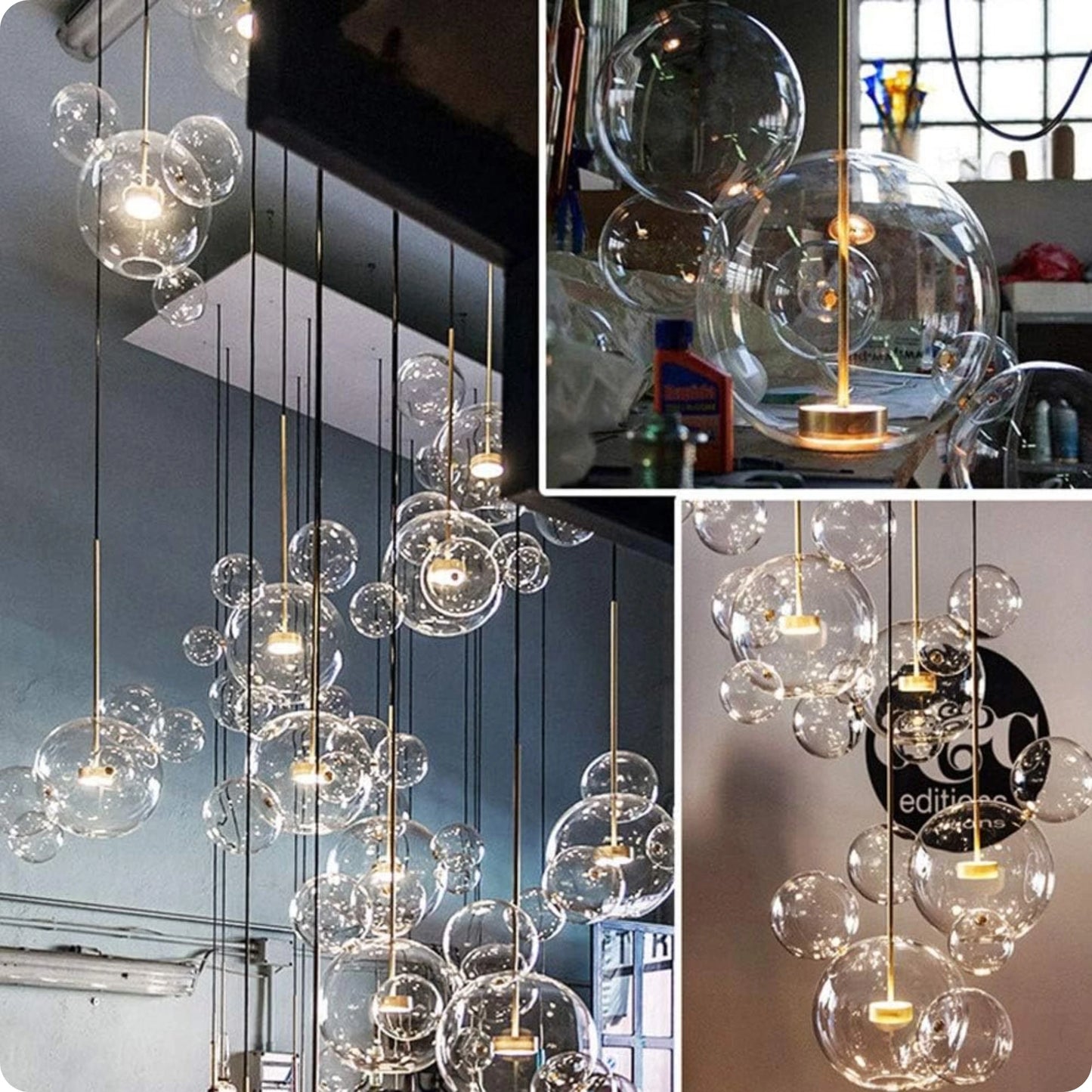 Suspension Boule en Verre Poli avec Style Moderne et Lumière Brillante