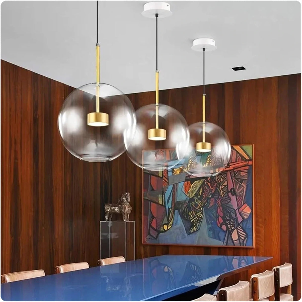Suspension Boule en Verre Poli avec Style Moderne et Lumière Brillante