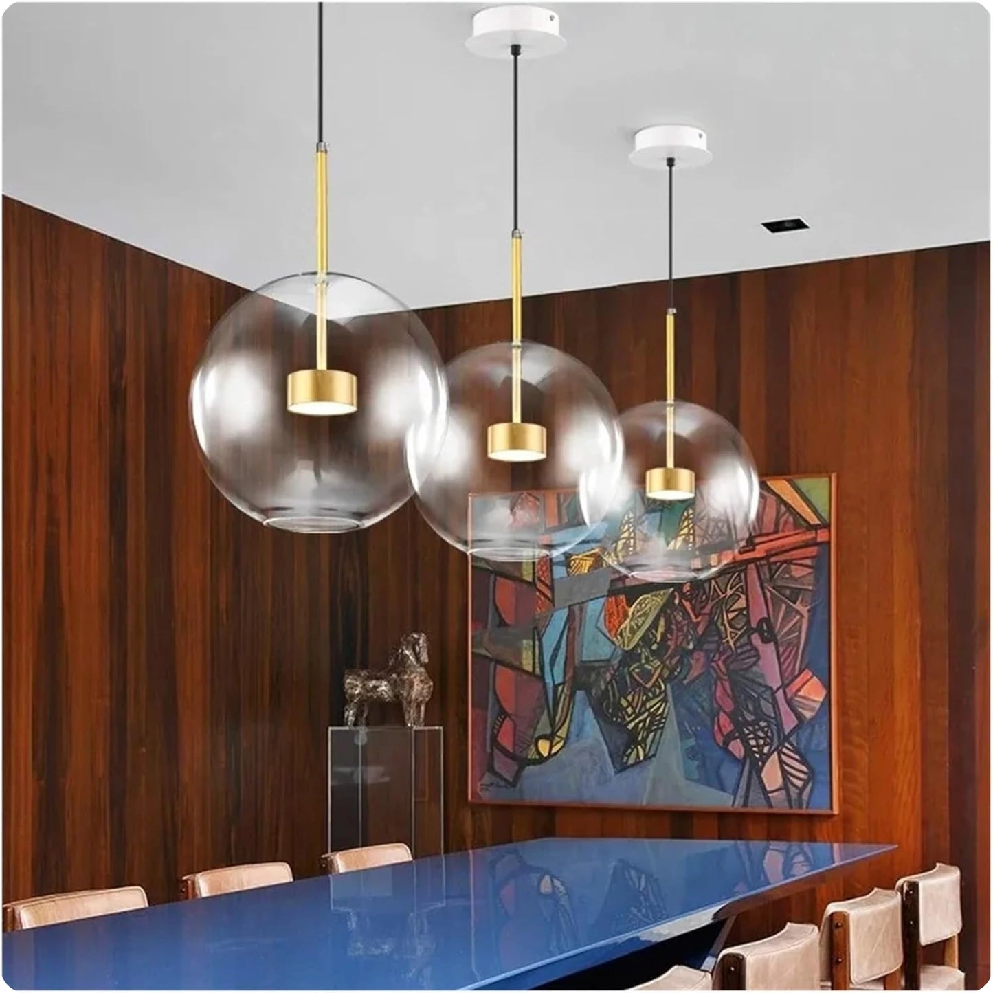 Suspension Boule en Verre Poli avec Style Moderne et Lumière Brillante
