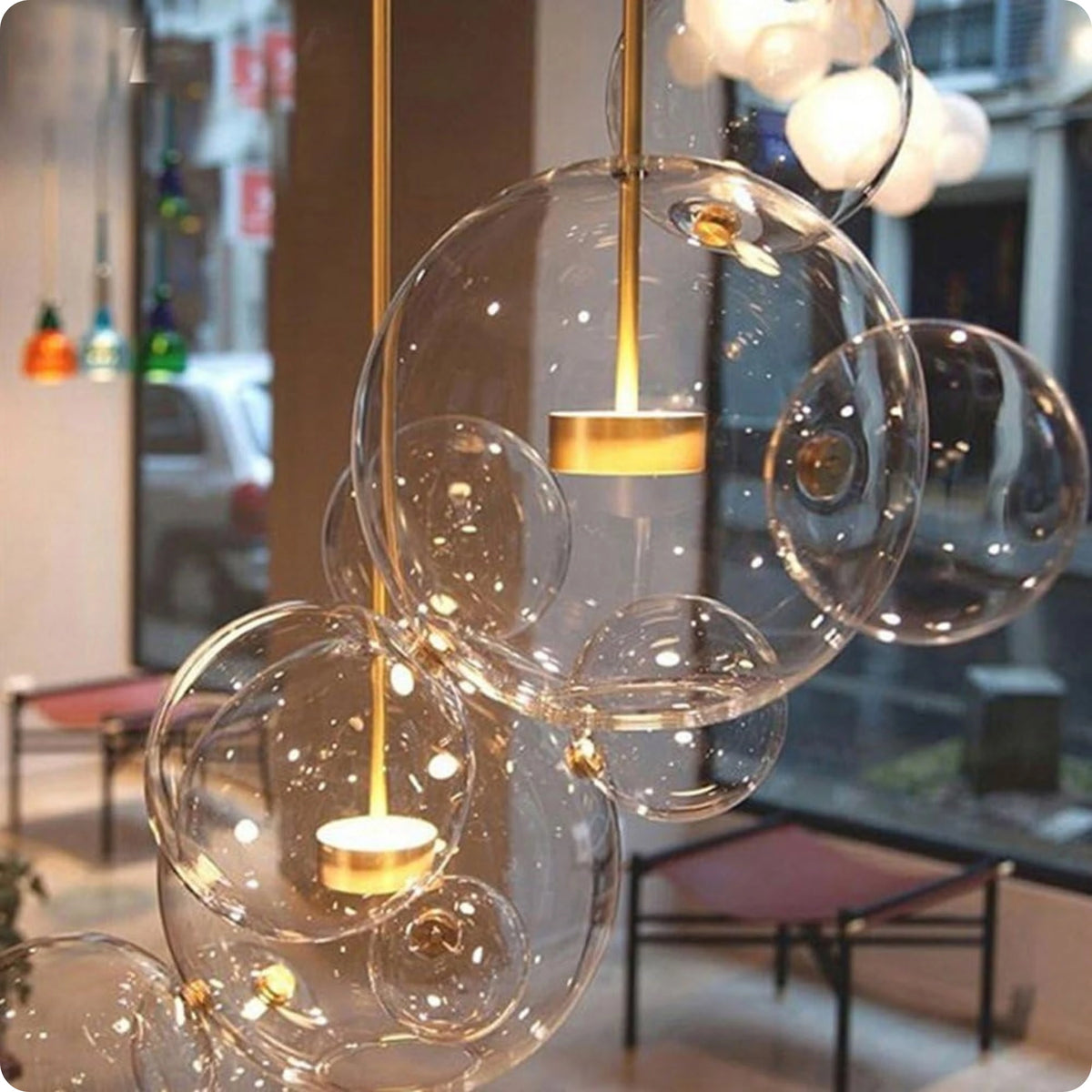 Suspension Boule en Verre Poli avec Style Moderne et Lumière Brillante