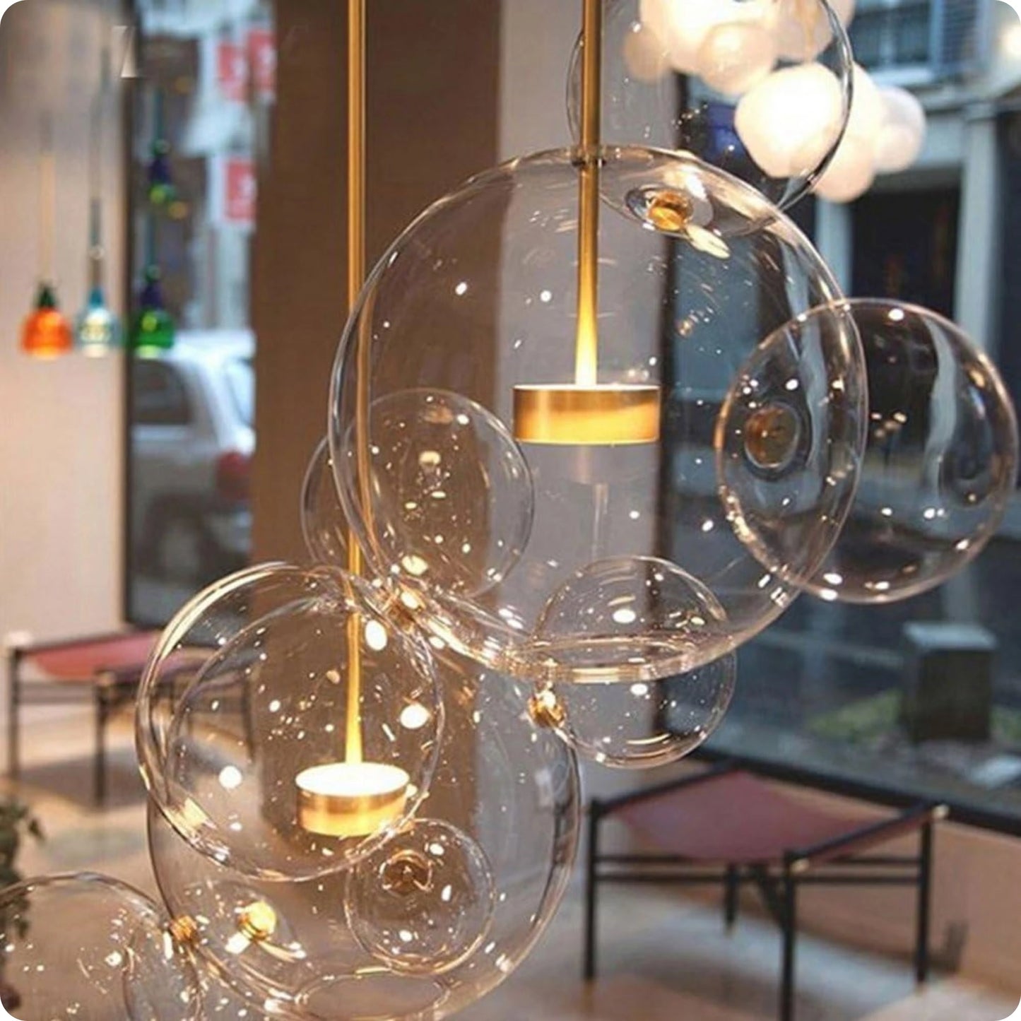 Suspension Boule en Verre Poli avec Style Moderne et Lumière Brillante