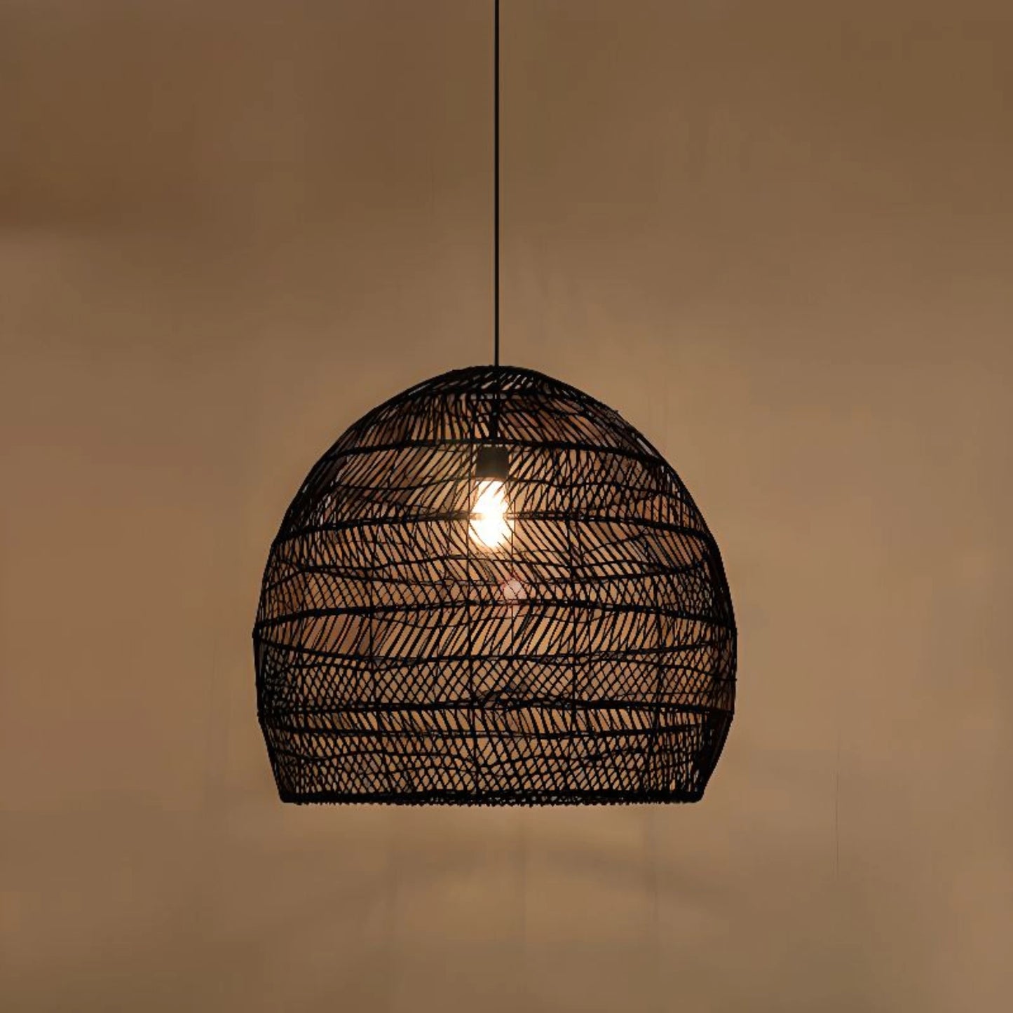 Suspension Tissée Bambou et Bois Naturel de Style Japonais et Vintage