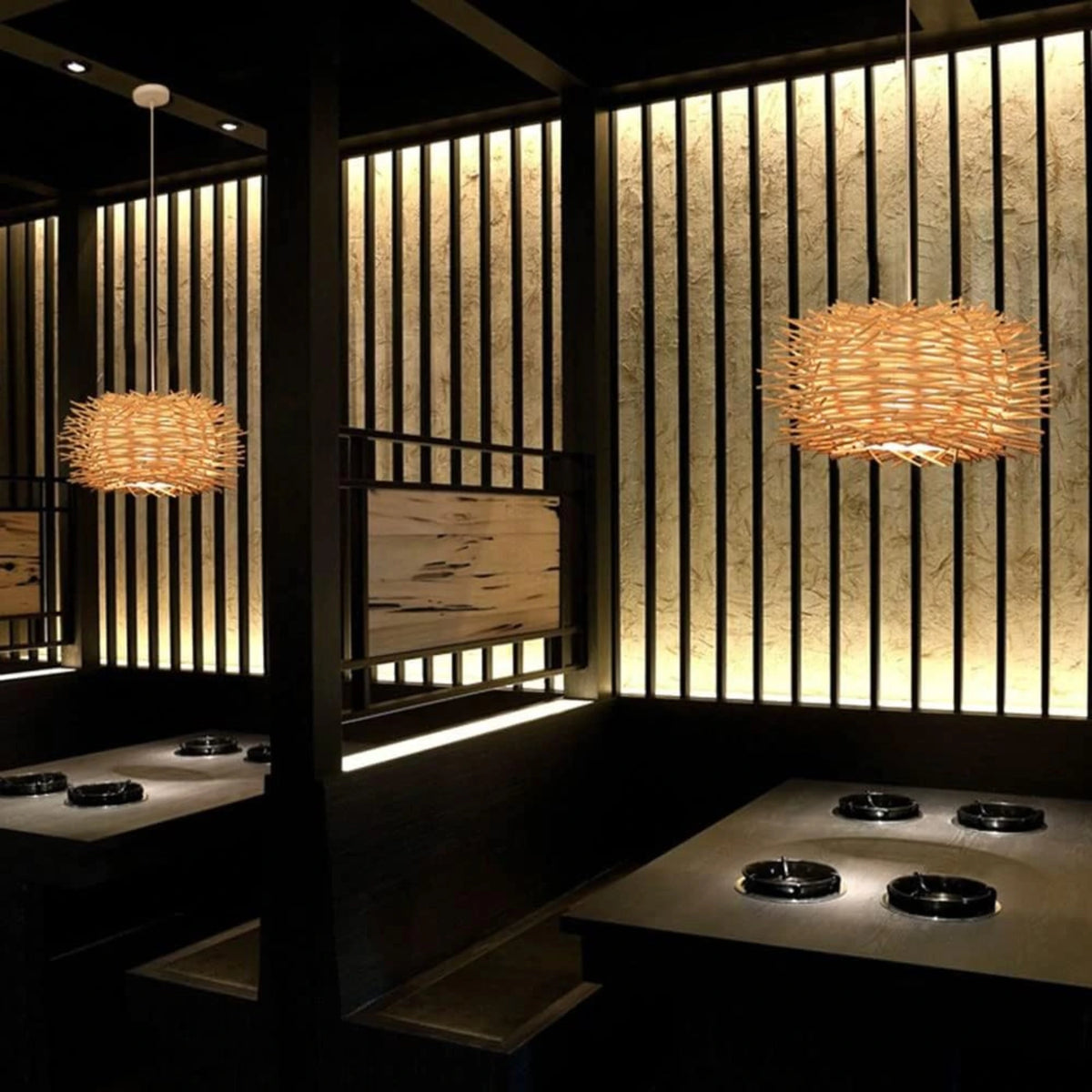 Suspension en bambou tressé à la main avec design naturel bohème