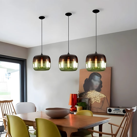 Suspension Verre Peint Nordique avec Cordon Ajustable