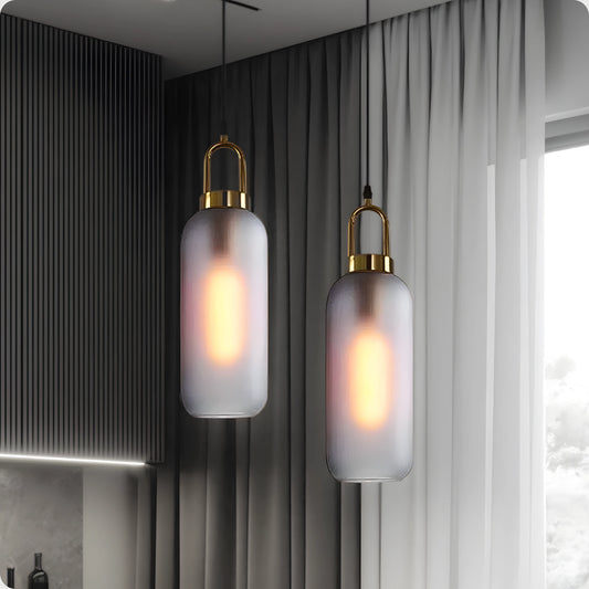 Suspension moderne en verre et métal avec design nordique raffiné